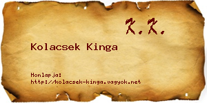 Kolacsek Kinga névjegykártya